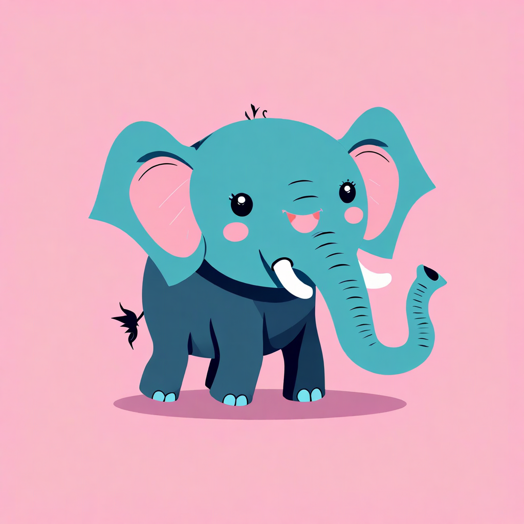 Gambar tersebut menggambarkan seekor gajah dalam gaya ilustrasi vektor datar.