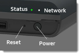 AWS Panorama Appliance dengan status dan LED jaringan.