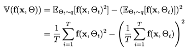 Mathematical equation showing the definition of variance using expectation and summation notation.