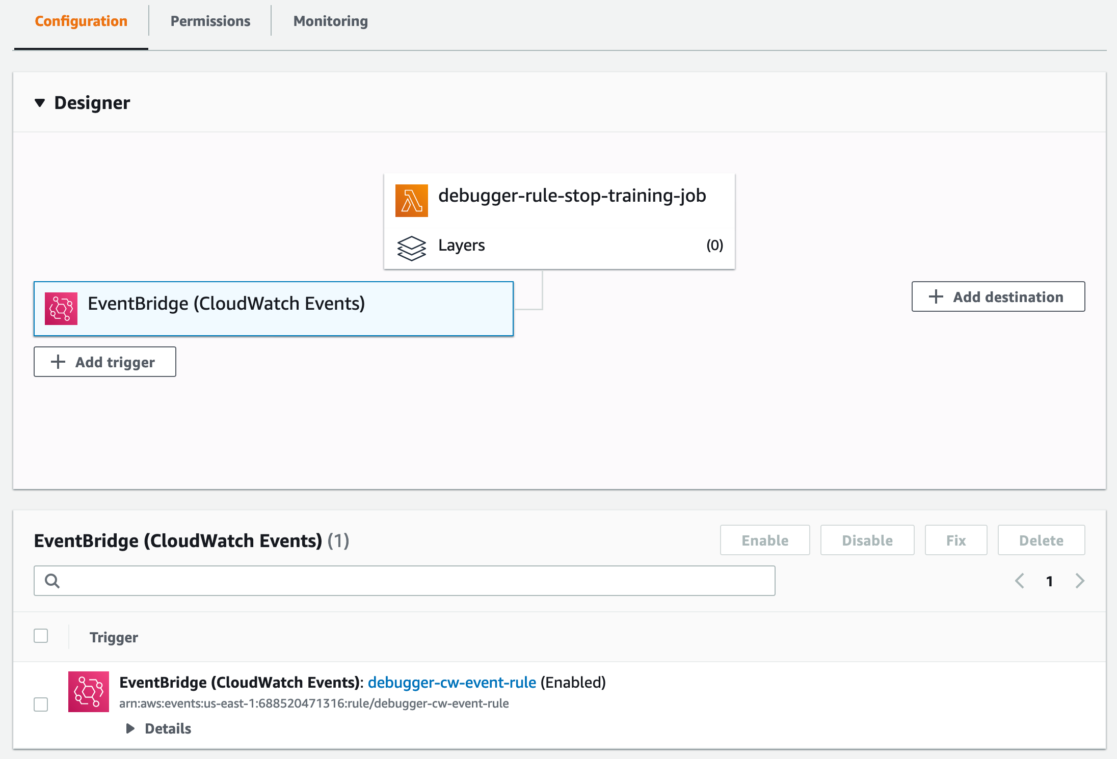 Panel desainer untuk CloudWatch konfigurasi.