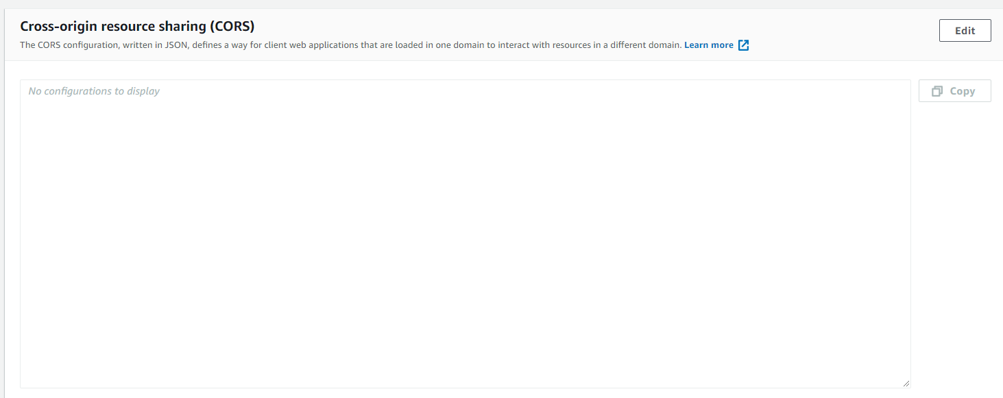 Editor Konfigurasi CORS di Amazon S3 untuk menyetel konfigurasi CORS bucket