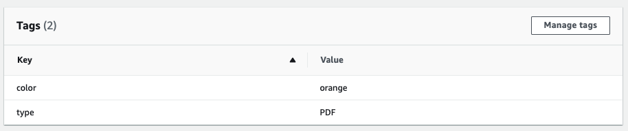 Screen shot menunjukkan panel Tag dengan dua tag (warna dan jenis).