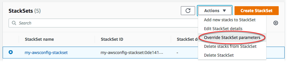 
                            Manage stacks in stack set page
                        