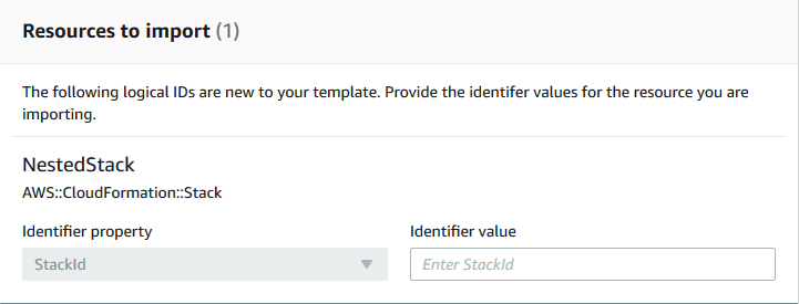 The Identify resources page in the console.