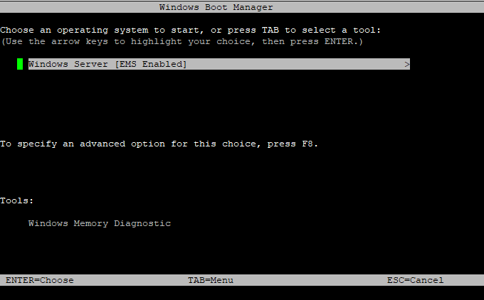 
            Boot menu in the command prompt.
          