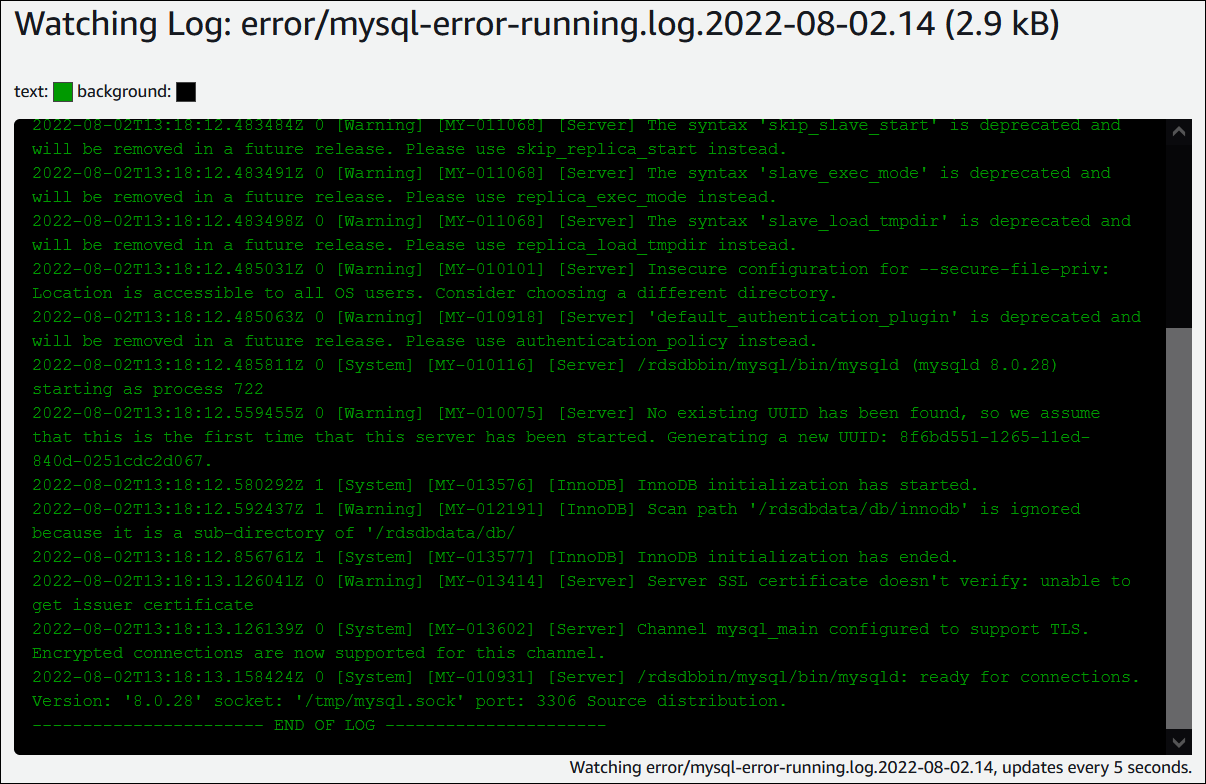 Tail of a log file