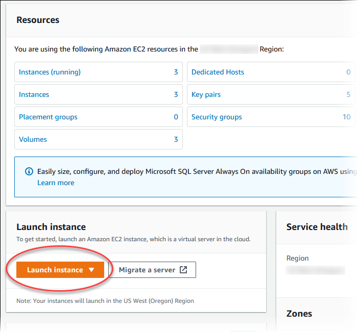 
                    EC2 Dashboard.
                