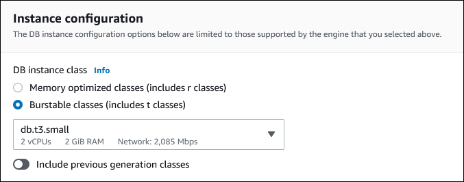 Instance configuration section