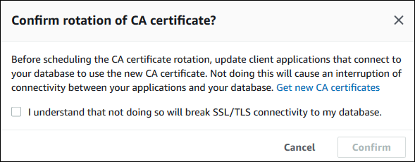 
                                    Confirm certificate rotation
                                