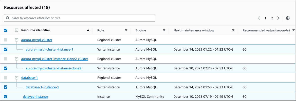 
                                Recommendations details page showing Resources Affected section in the console.
                            