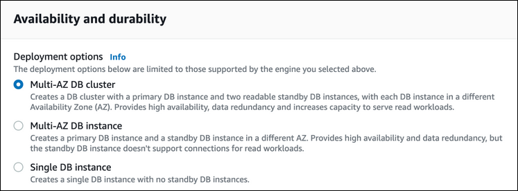 
                            Multi-AZ DB cluster choice
                        