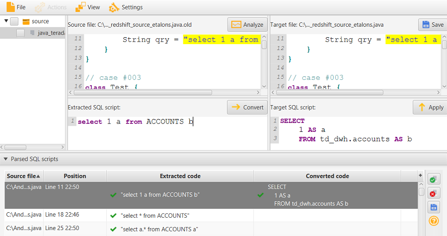 
                        SQL code to analyze
                    