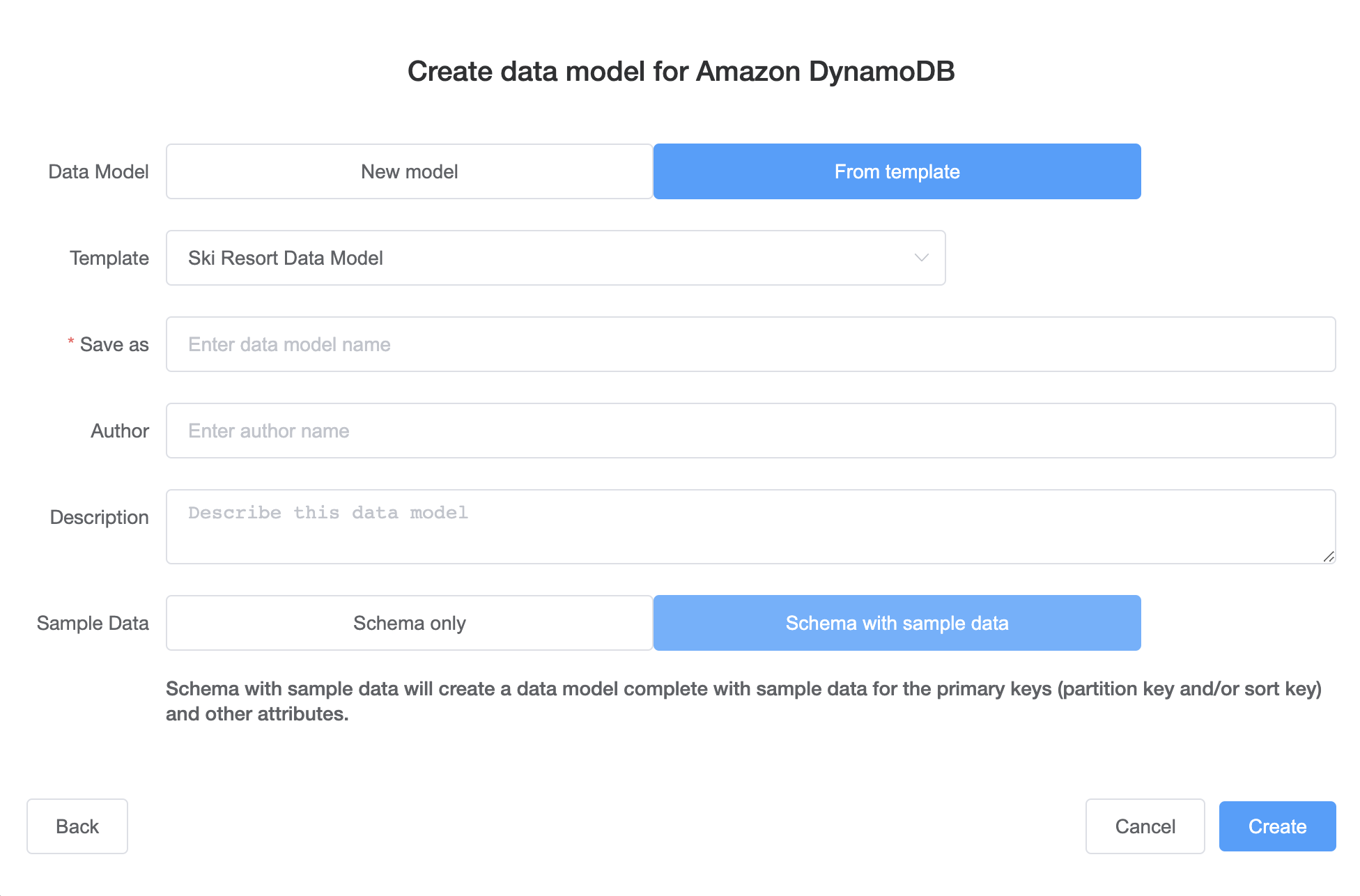 
                                Console screenshot showing create model from template
                            