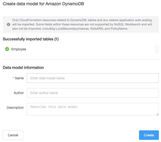 
                    Screenshot of import dialog for a AWS CloudFormation template.
                
