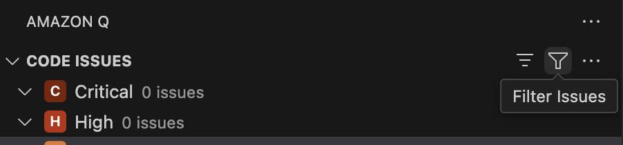 The filter icon in the Code Issues tab in Visual Studio Code.
