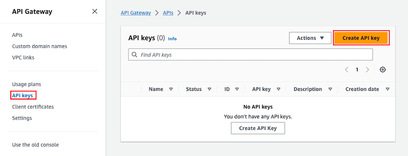 
                      Create API keys for usage plans
                    