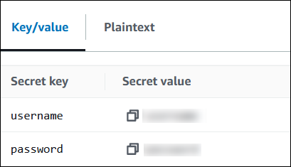
                            Viewing secrets in AWS Secrets Manager.
                        