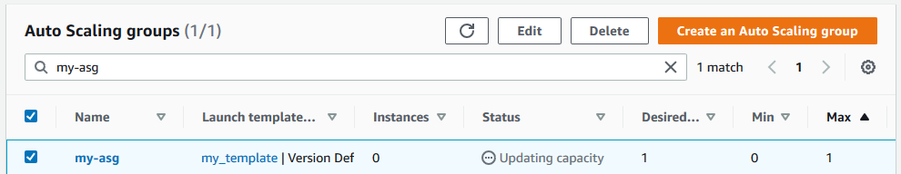 
                Updating the capacity of an Auto Scaling group.
            