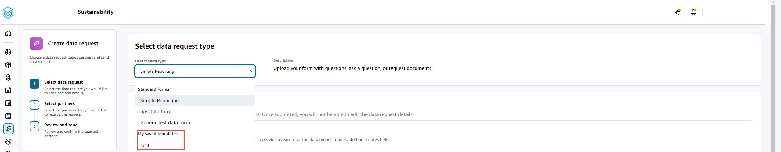 Creating a data request
