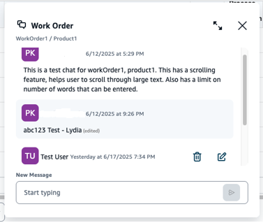 Comments feature on the Procurement page