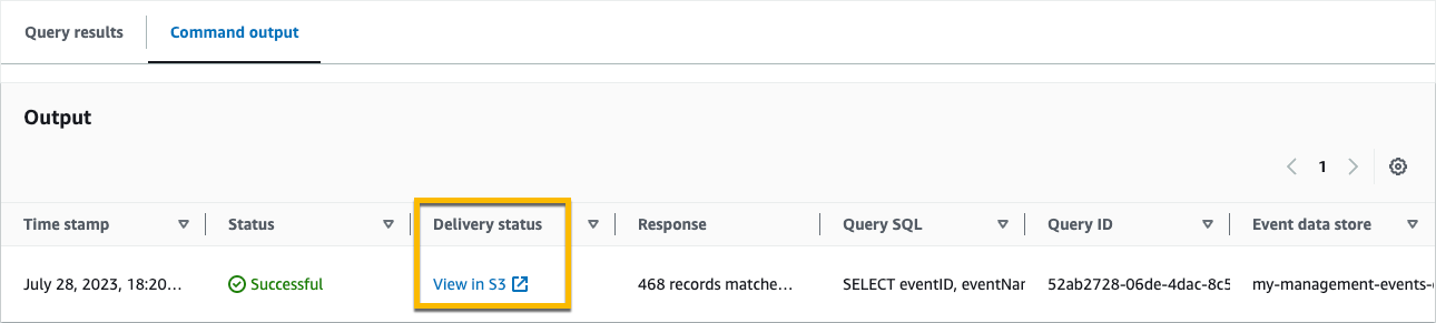 
                                Query delivery status on Command output tab
                            