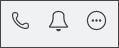A phone, a bell, and 3 horizontal dots in a circle.