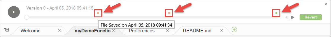 
         File save points in the File Revision History pane
      