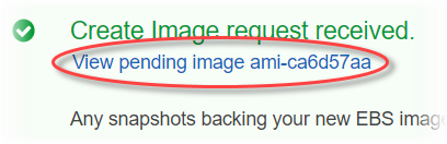 
                Choose the view pending image link in the Amazon EC2 console.
              