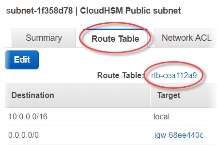 
            Choose the route table link in the Amazon VPC console.
          