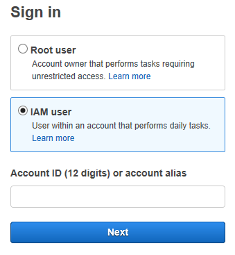 
                                    Signing in as an IAM user
                                 