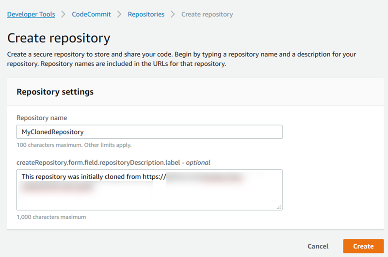 Creating a repository for migrating a Git repository to CodeCommit