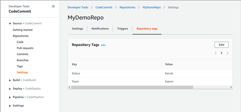 
                            Viewing tags for a repository
                        