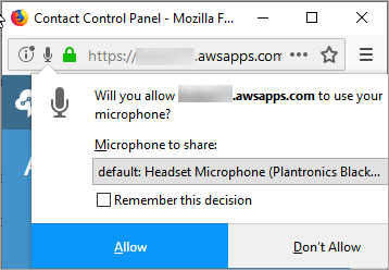 
                        The browser prompt to allow Amazon Connect access to your
                            microphone.
                    