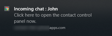 
                            A browser notification of incoming chat.
                        