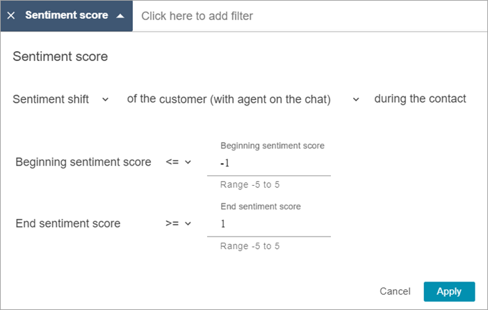 The sentiment score filter, the sentiment shift option.