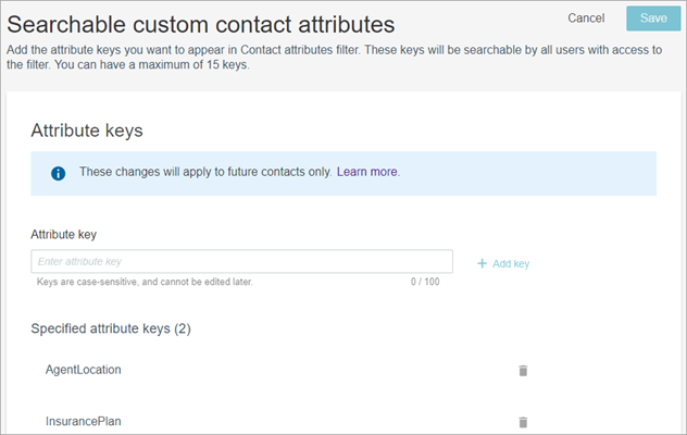 
                                The search customer contact attributes page.
                            