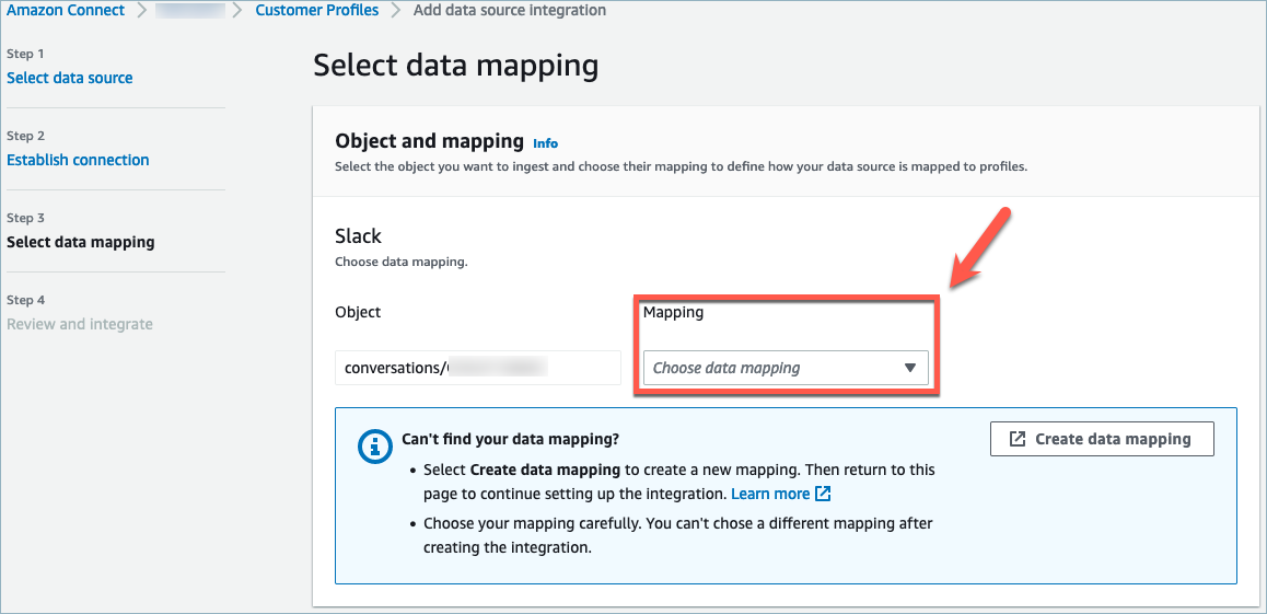 
                                    Select data mapping page, mapping dropdown box.
                                