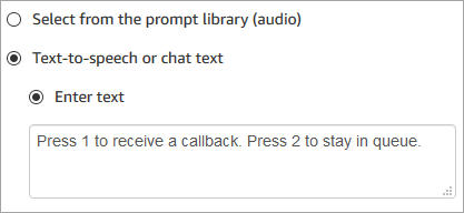 
                        The properties page of the Get customer input block, configured for text-to-speech or chat text.
                    