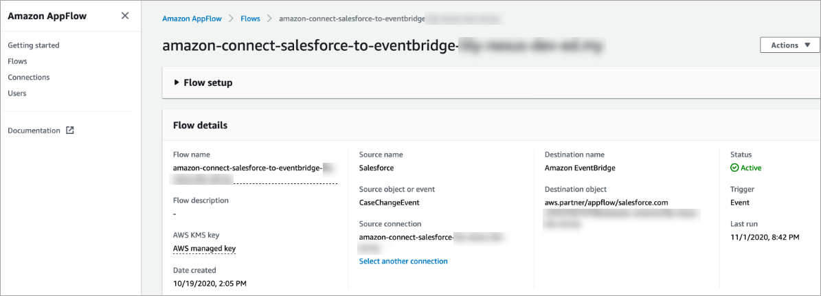 
                The Amazon AppFlow console for Salesforce. 
            