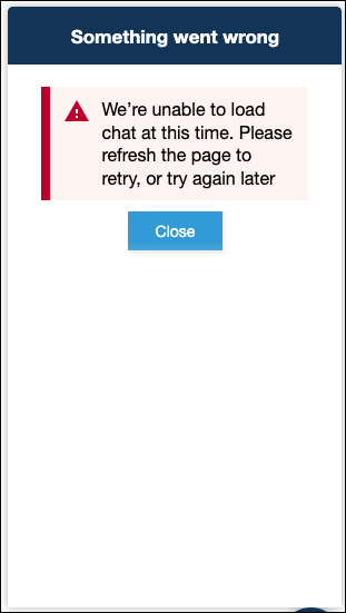 The Something went wrong error message.