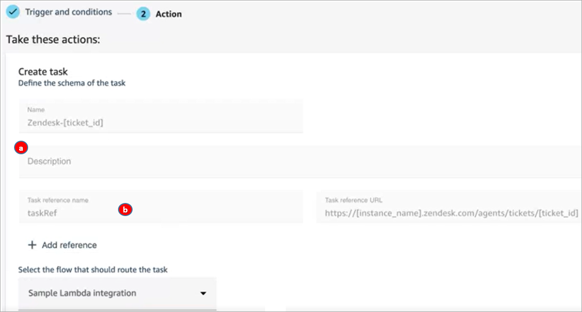 
                    The Action page, the task to be generated when the rule is met.
                