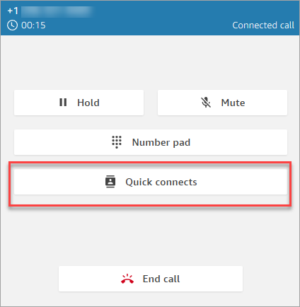 
                            The CCP connected to call, quick connects button.
                        