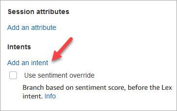 
                            The Intents section, the Add an intent option.
                        