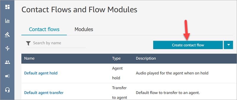 On flows and flow modules page the create flow button.