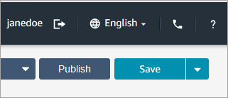 The Publish and Save buttons on the flow designer.