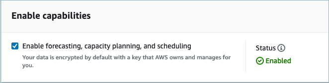 The Enable capabilities section, the Status message is set to Enabled.