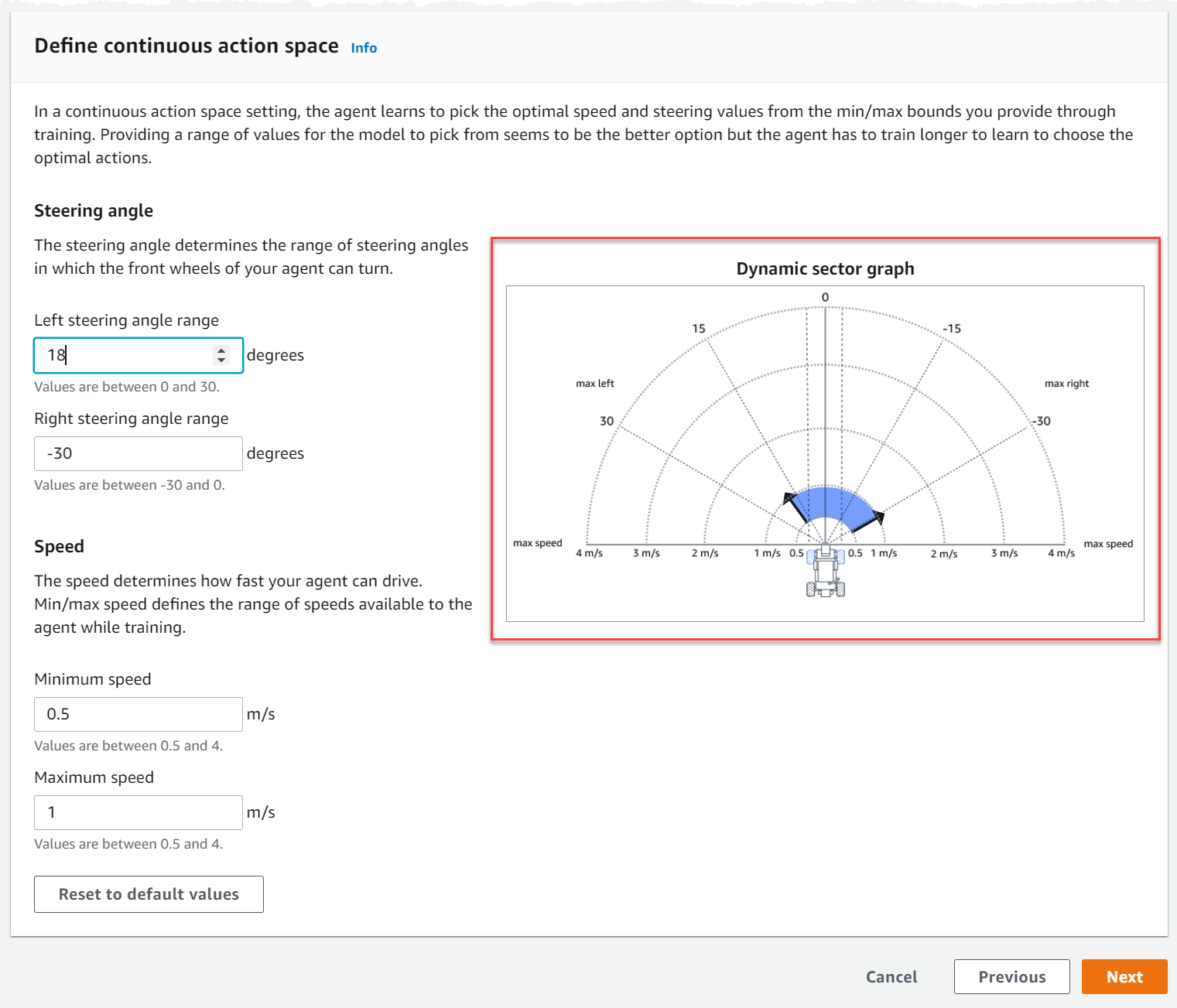 
                                Image: AWS DeepRacer choose a training agent.
                            