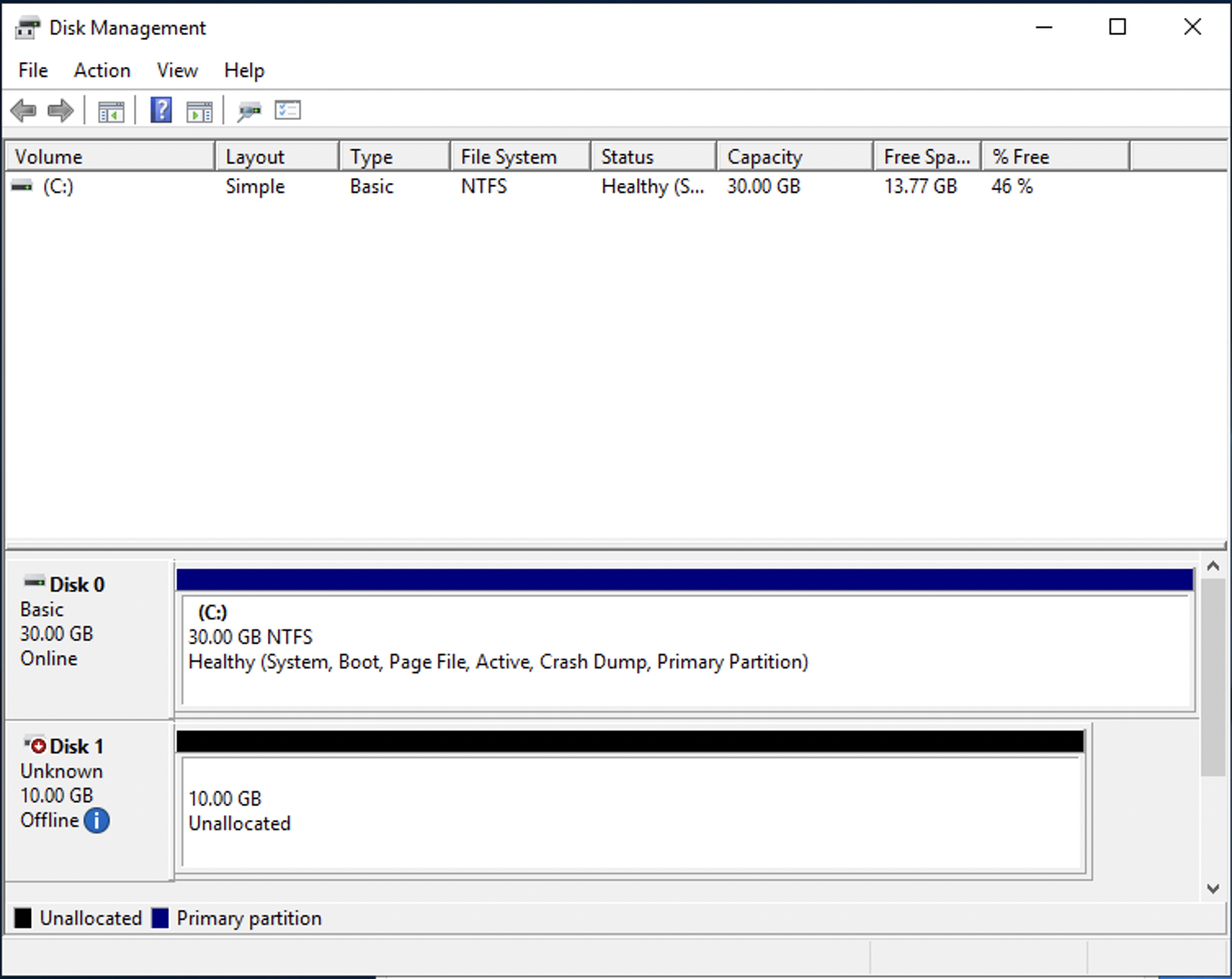 
                                The Windows Disk Management window is displayed.
                            