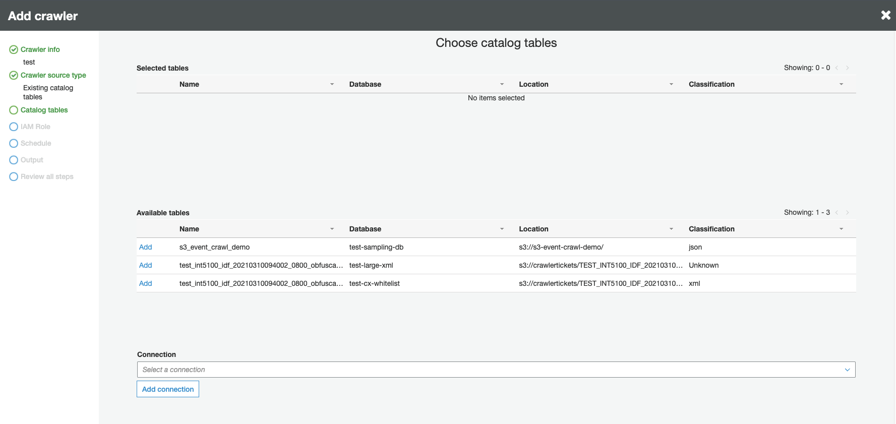 
                            Selecting the crawler source type.
                        