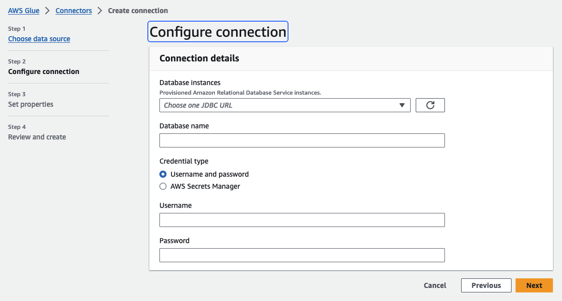 
                The screenshot shows the connection details required for configuring Amazon Aurora as a 
                  data source.
              